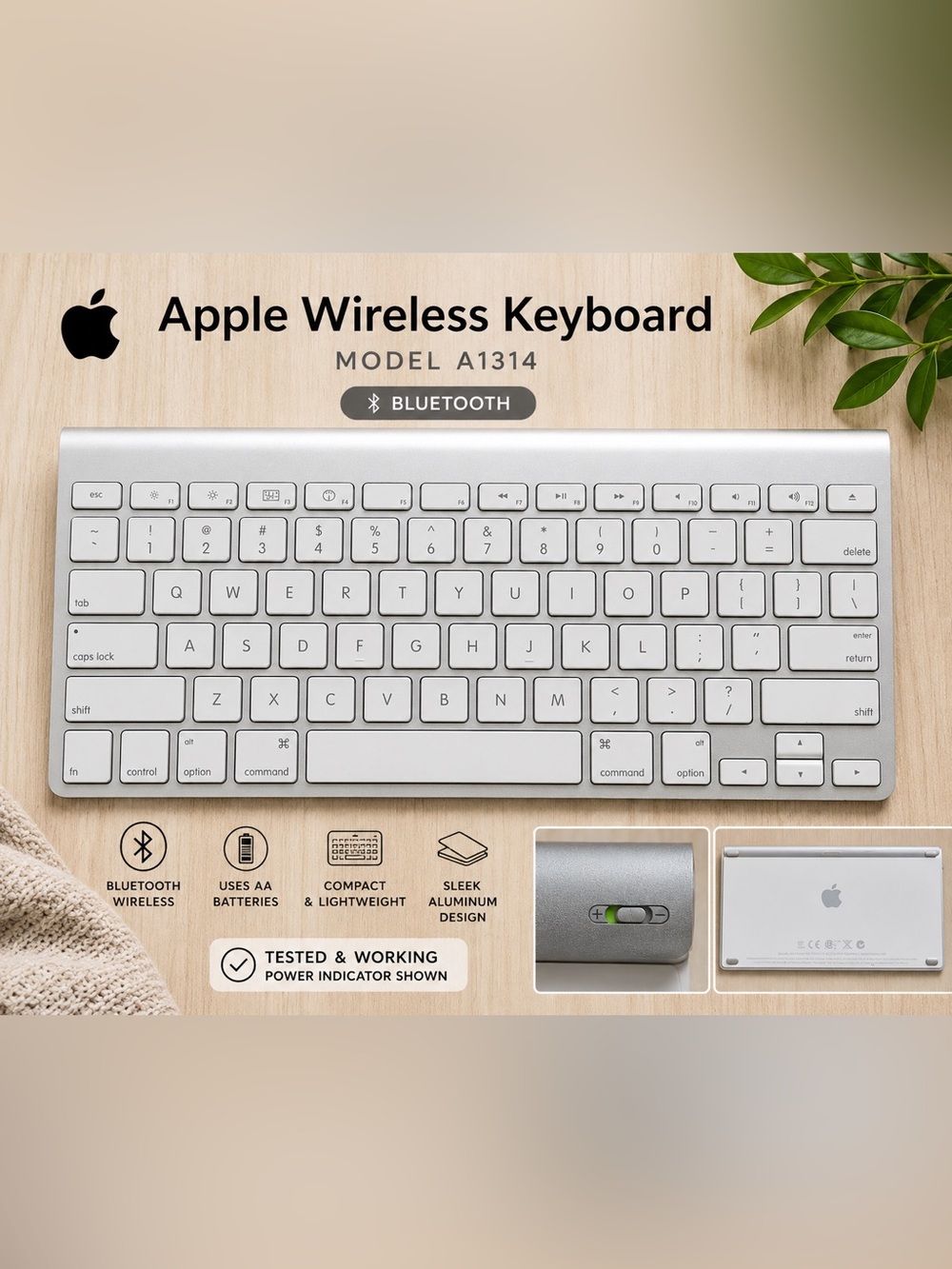 Apple Wireless Keyboard A1314 Bluetooth Aluminum Keyboard Silver